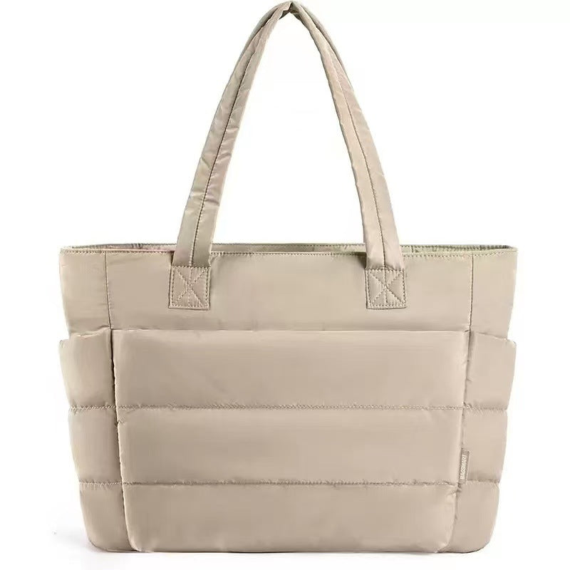 Chic Puffer Tote Bag with Padded Laptop Compartment