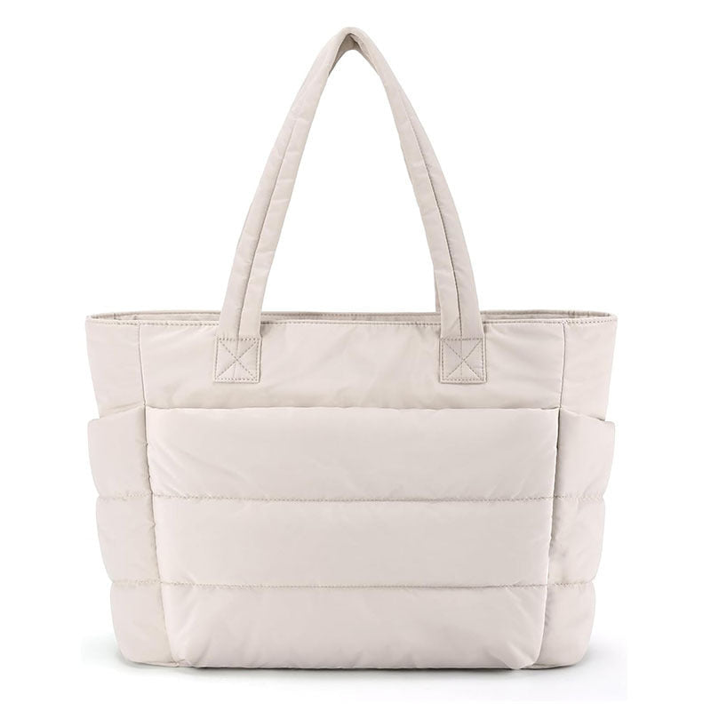 Chic Puffer Tote Bag with Padded Laptop Compartment