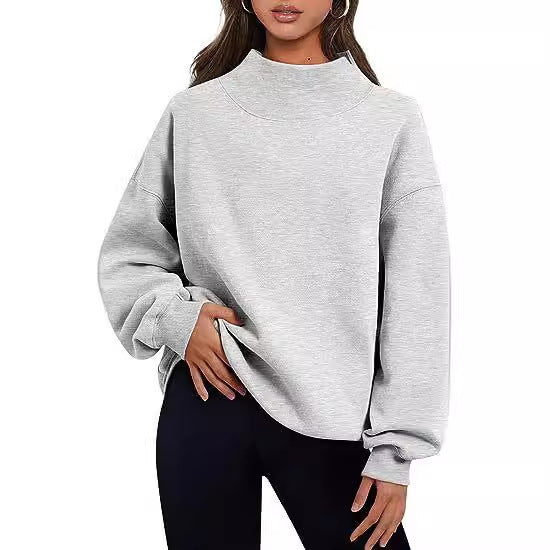 Women's Oversized Turtleneck Sweatshirt - Cozy Long-Sleeve Pullover