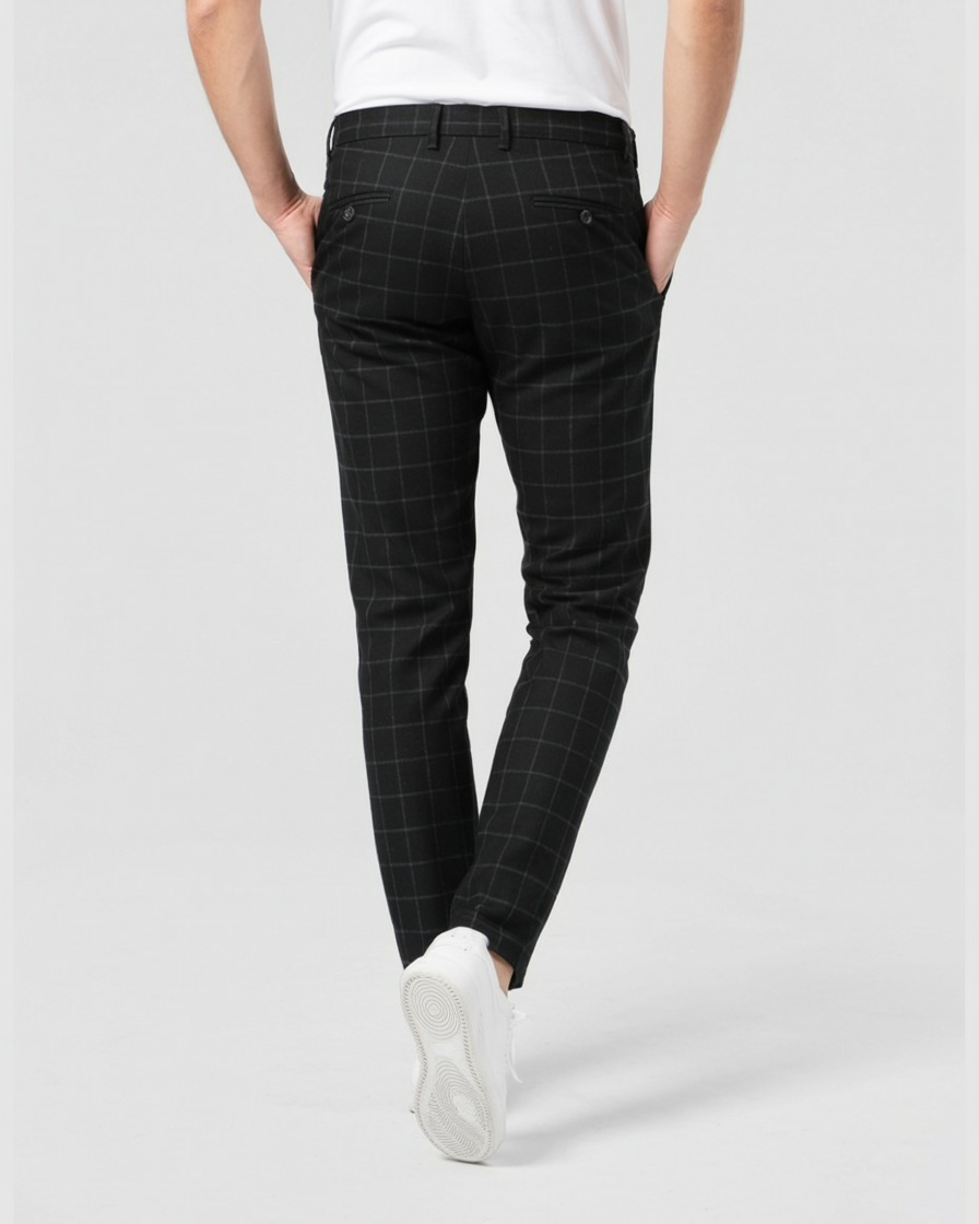 Pantalones Formales a Cuadros Negros Para Hombre