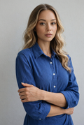Women's Chic Navy Blue Long Skirt and Shirt Set