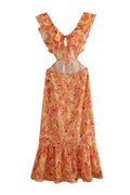 Women's Bethany Floral Ruffle Maxi Dress - Elegant, Flowing Silhouette