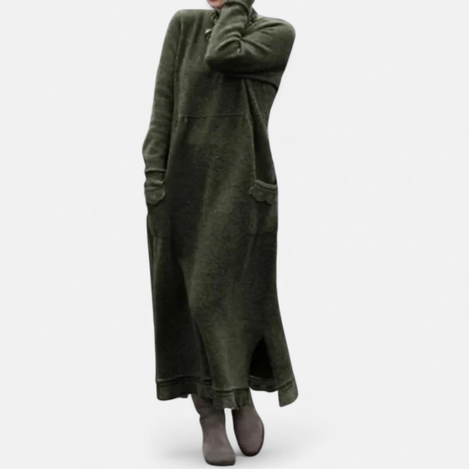 Knitted Maxi Dress – Cozy Oversized Winter Knit with Long Sleeves