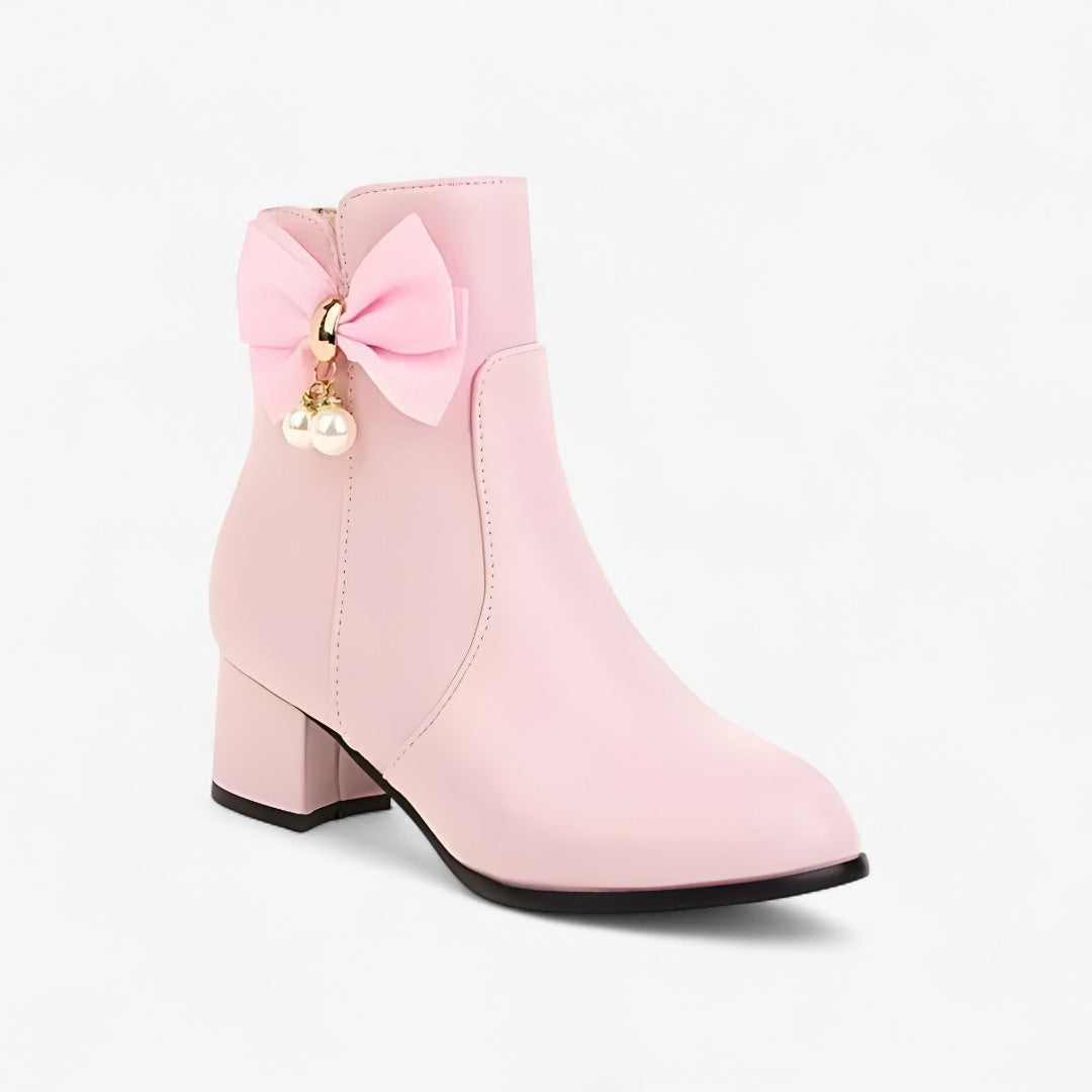 Chic Bow-Detail Ankle Boots with Heel — Available in Extended Sizes