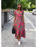 Women's Floral Wrap Midi Dress – Flowy Wrap Silhouette