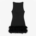 Women's Feathered Mini Dress — Bold Elegance for a Glamorous Evening