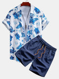 Men's Print Button-Up Shirt and Swim Shorts Set