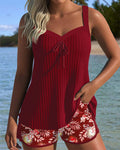 Women's Red Floral Tankini Set - Elegant