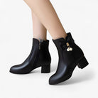 Chic Bow-Detail Ankle Boots with Heel — Available in Extended Sizes