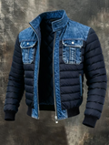 Men's Hybrid Quilted Denim Jacket - Modern Comfort, Rugged Style