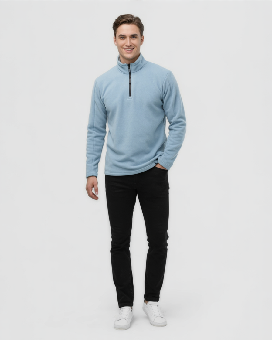 Suéter Polar Azul Cielo Cálida Para Hombre
