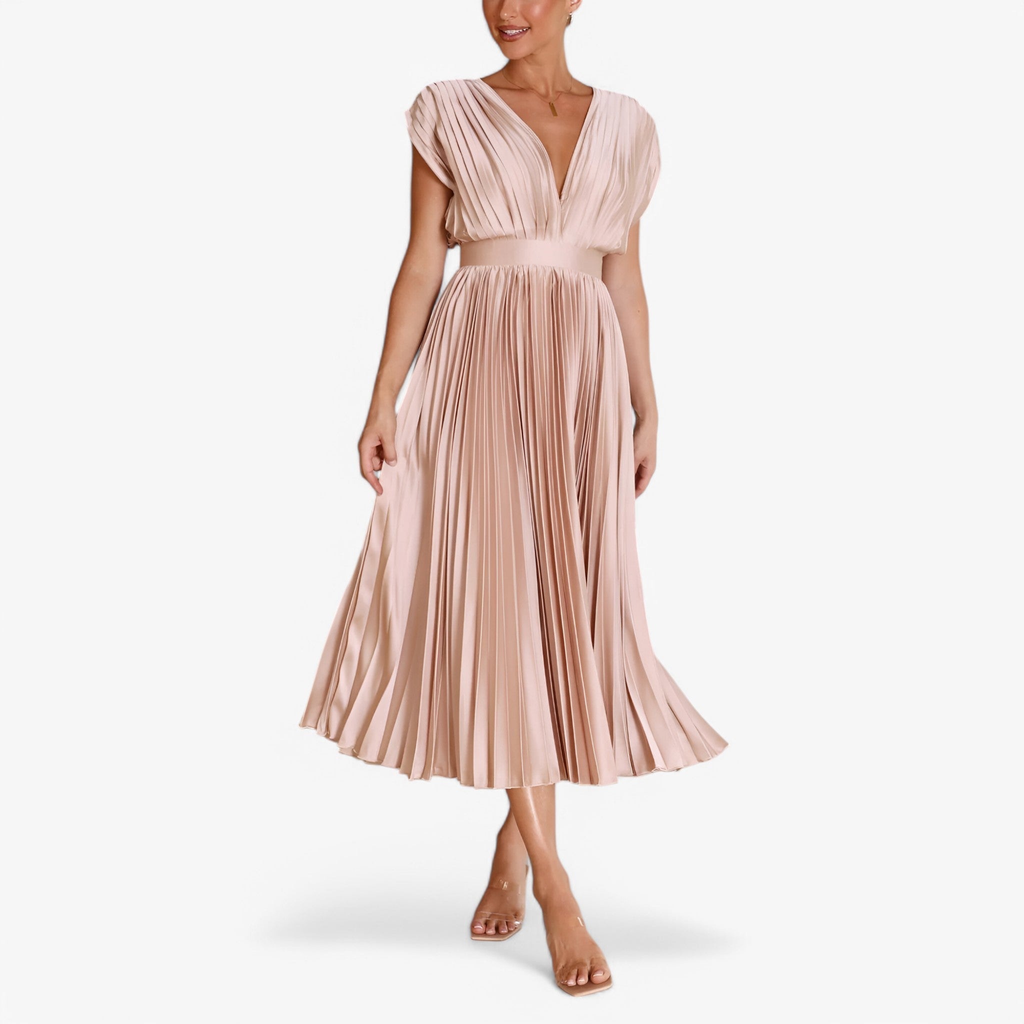 Chic Maxi Pleated Dress - Elegant, Comfortable, and Flattering