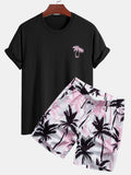 Men's Fit Palm Tree Print T-Shirt & Palm Tree Print Swim Shorts –
