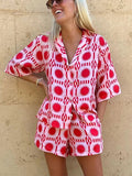 Women's Summer Two-Piece Loose-Fit Set with Short-Sleeve Top and