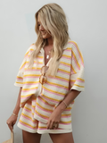 Striped Two-Piece Set - Relaxed-Fit Summer Outfit for Women
