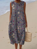 Women's Floral Midi Dress - Elegant Bloom Print