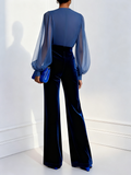 Women's Elegant Long-Sleeve V-Neck Jumpsuit