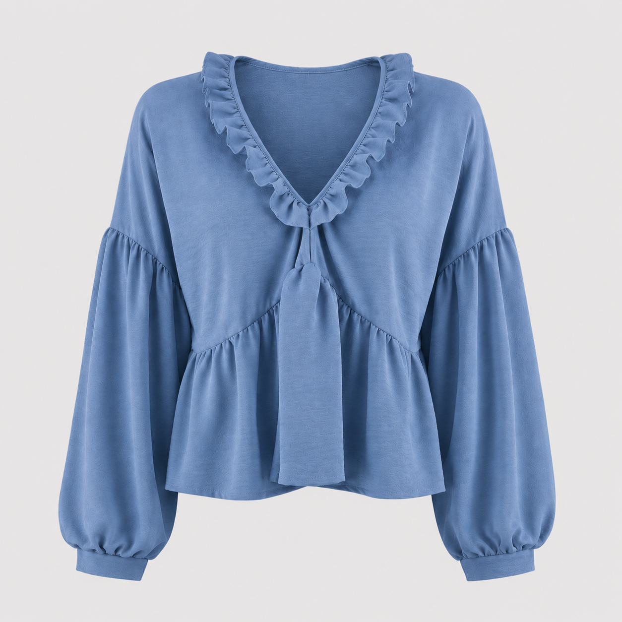 Women > Blouses : Women's Airy Vintage-Inspired Bohemian Blouse with Soft Ruffle Details in Blue van DUUWE