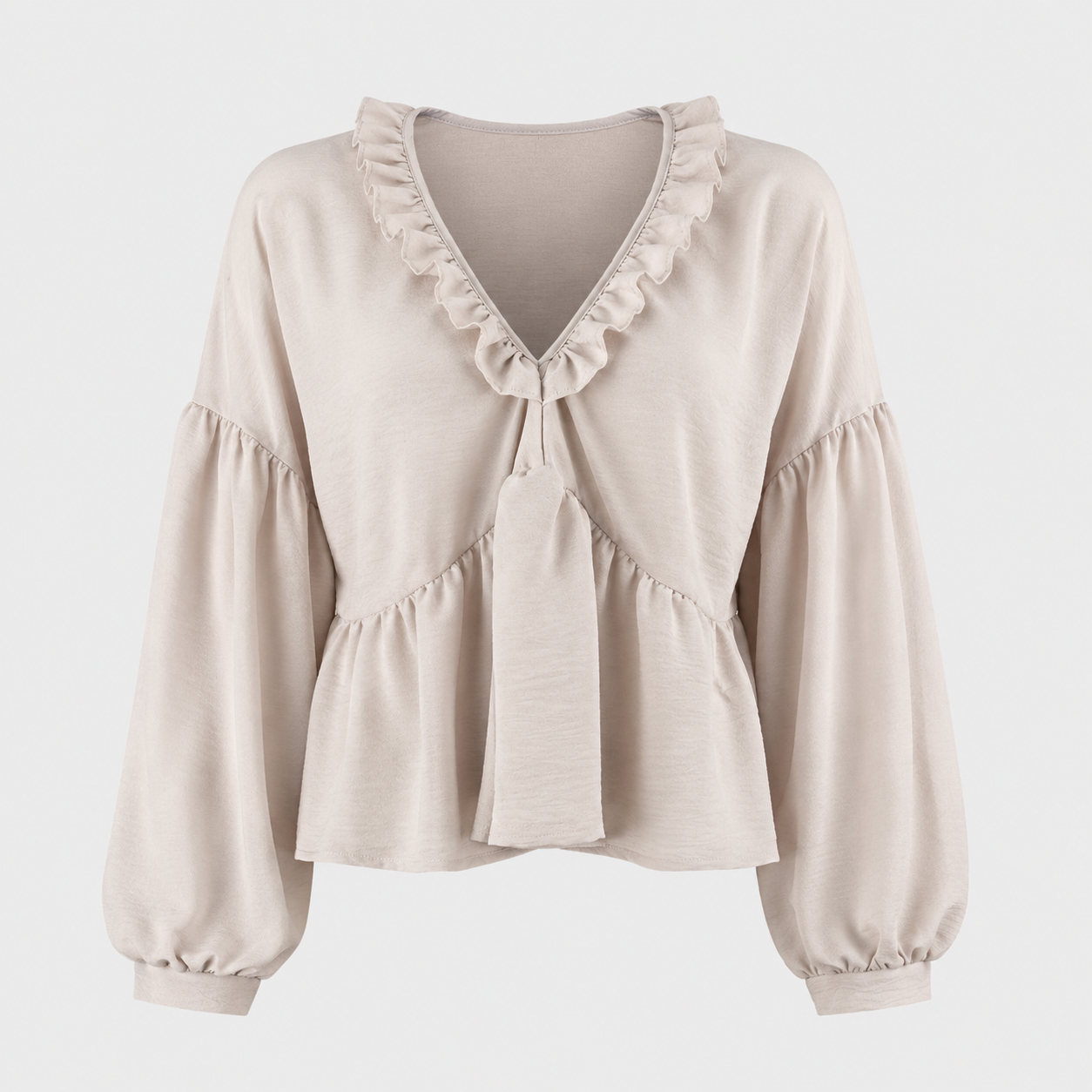 Women > Blouses : Women's Airy Vintage-Inspired Bohemian Blouse with Soft Ruffle Details in White van DUUWE