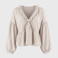 Women's Airy Vintage-Inspired Bohemian Blouse with Soft Ruffle Details