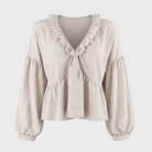 Women > Blouses : Women's Airy Vintage-Inspired Bohemian Blouse with Soft Ruffle Details in White van DUUWE