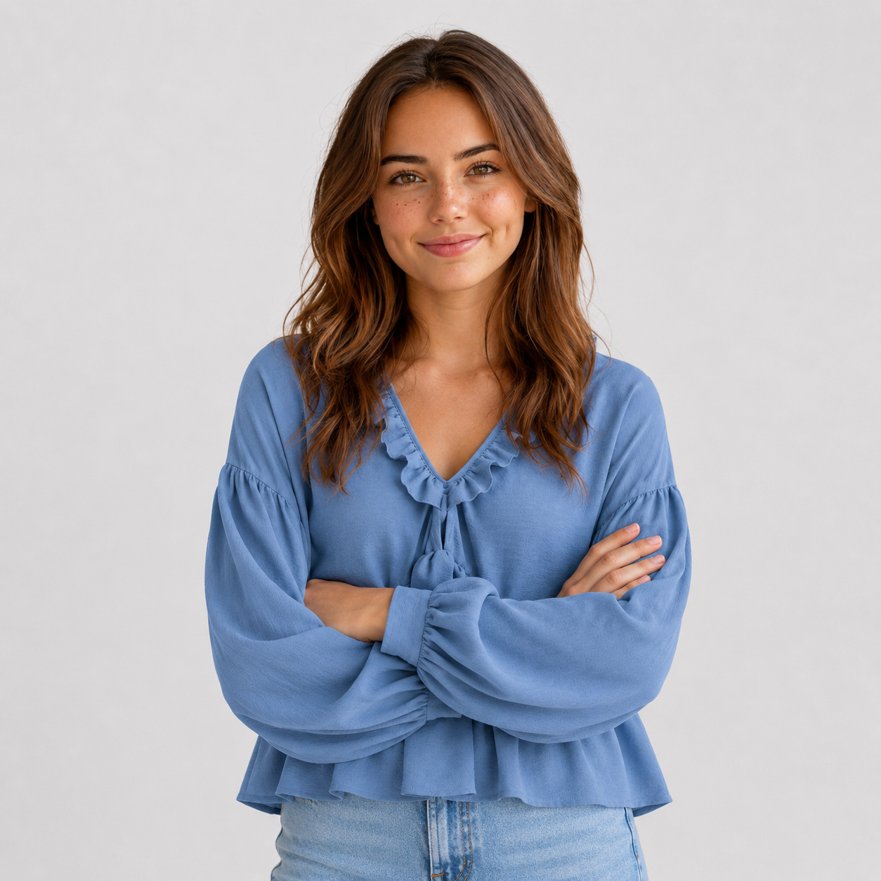 Women > Blouses : Women's Airy Vintage-Inspired Bohemian Blouse with Soft Ruffle Details in van DUUWE