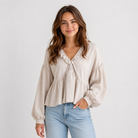Women > Blouses : Women's Airy Vintage-Inspired Bohemian Blouse with Soft Ruffle Details in van DUUWE