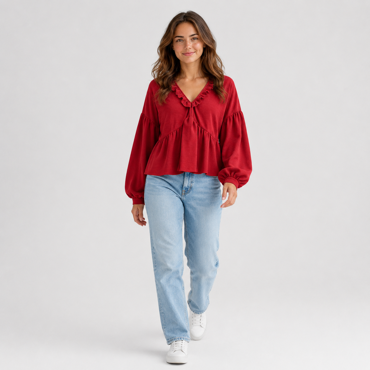 Women > Blouses : Women's Airy Vintage-Inspired Bohemian Blouse with Soft Ruffle Details in van DUUWE