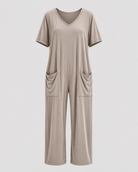 Women > Jumpsuit : Women's Effortless Relaxed-Fit Jumpsuit in Soft Beige van DUUWE