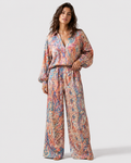 Women's Luxurious Paisley-Print Wide-Leg Pantsuit