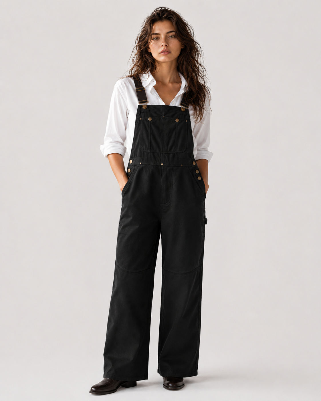 Women > Utility Bib Overalls : Women's Polyester Bib Overalls with Adjustable Straps in Black van DUUWE