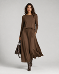 Women's Two-Piece Long Sleeve Top and Maxi Skirt Set