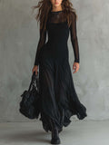 Elegant Long Black Tulle Dress
