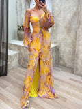 Women's Long slit gown with diamond glitter and off-the-shoulder