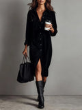 Women's Elegant Single-Breasted Midi Dress