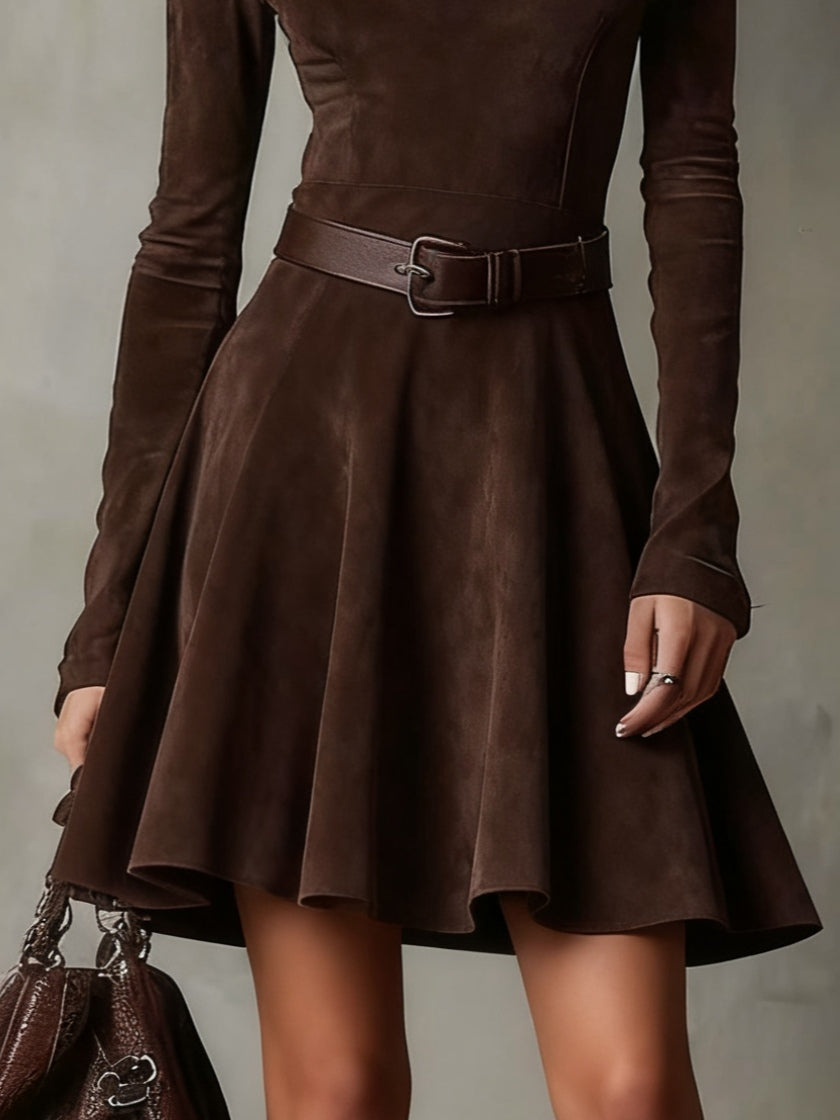 Chic Vintage Suede Mini Dress