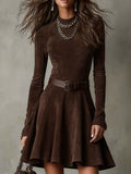 Women's Chic Vintage Suede Mini Dress