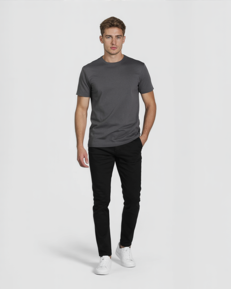 Camisa Gris Oscuro Hombre de Algodón Casual