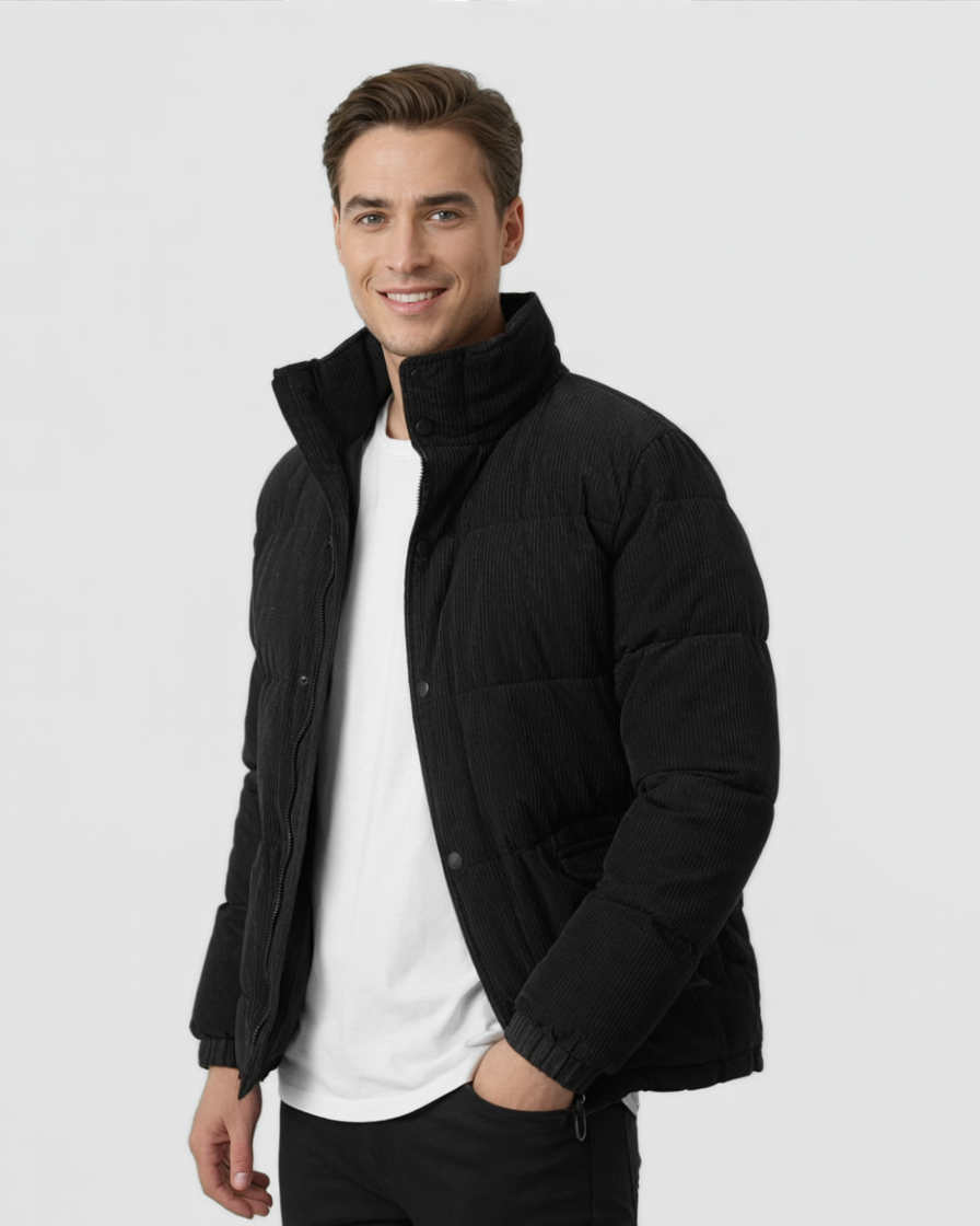 Chaqueta Negro de Hombre Moderna de Invierno