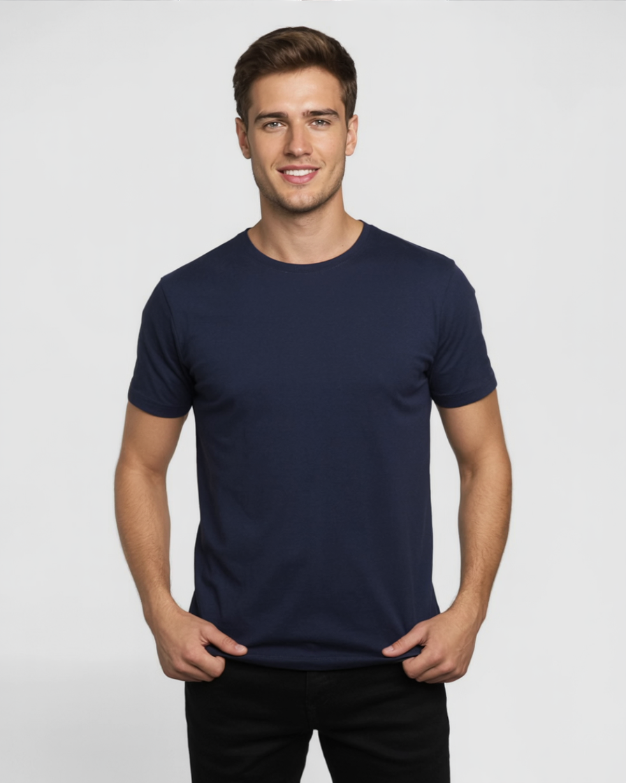 Camisa Azul Marino Hombre de Algodón Casual