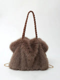 Women's Plush Velvet Shoulder Tote Bag – Soft, Luxurious Carryall