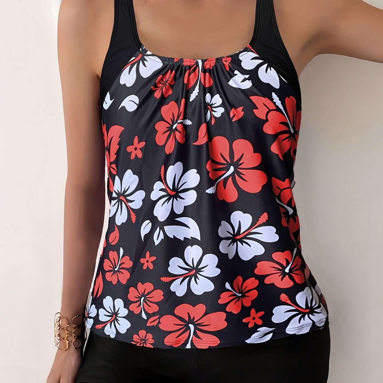Women's Floral Print Tankini Set – Vibrant Two-Piece Swimsuit