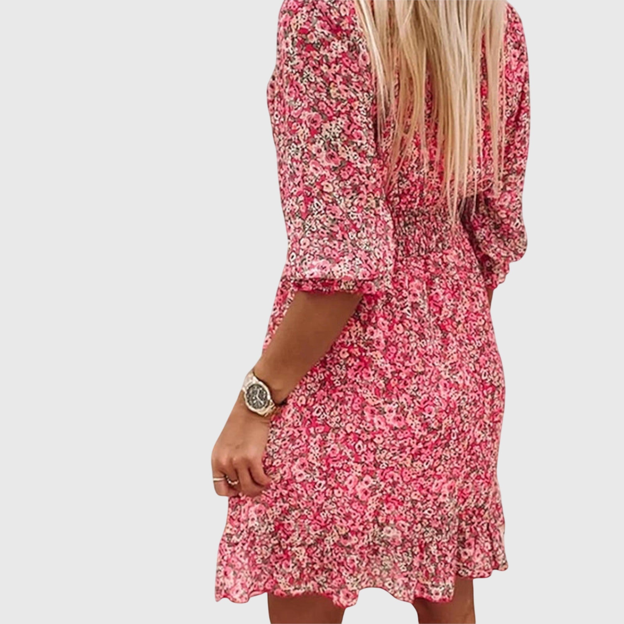 Women's Floral Puff-Sleeve Dress – Effortless Chic for Any Occasion