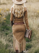Chic Retro Western Midi Dress with Tassels
