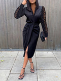Women's Elegant Long-Sleeve Wrap Dress