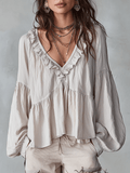 Women's Airy Vintage-Inspired Bohemian Blouse with Soft Ruffle Details