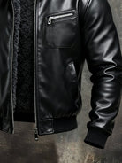 Black faux leather jacket with warm sherpa lining – comfortable and stylish