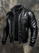 Black faux leather jacket with warm sherpa lining – comfortable and stylish