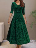 Women's Winter Velvet Elegance Dress - Luxurious Velvet Evening Gown