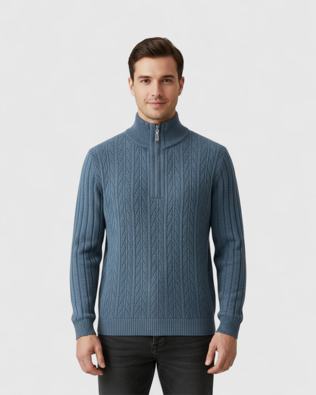 Jersey de hombre con cuello alto y cremallera